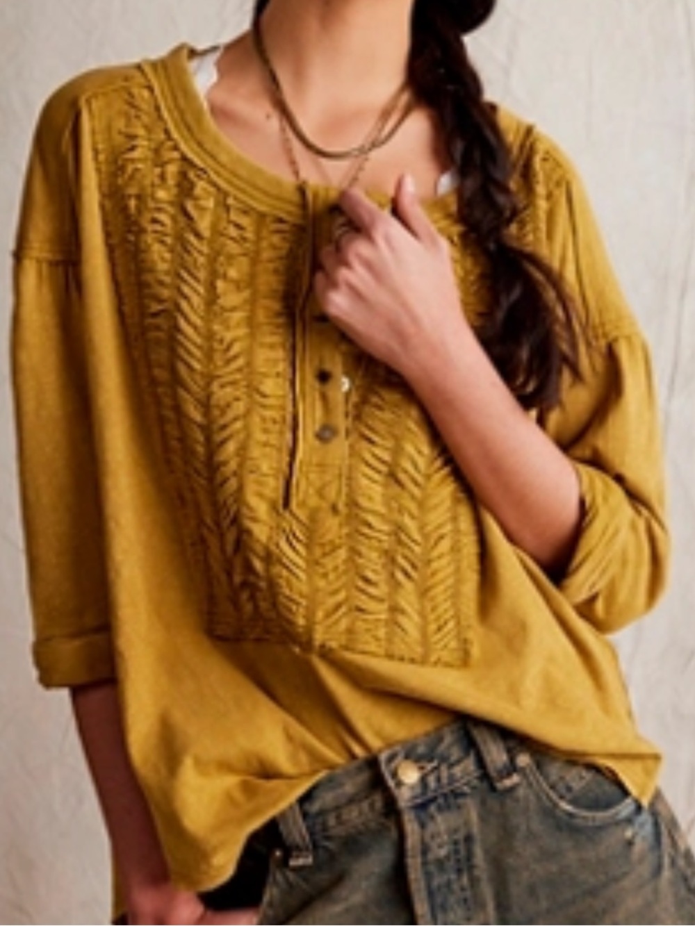✌️FREE PEOPLE We the Free Redone Henley Top, size M ✌️